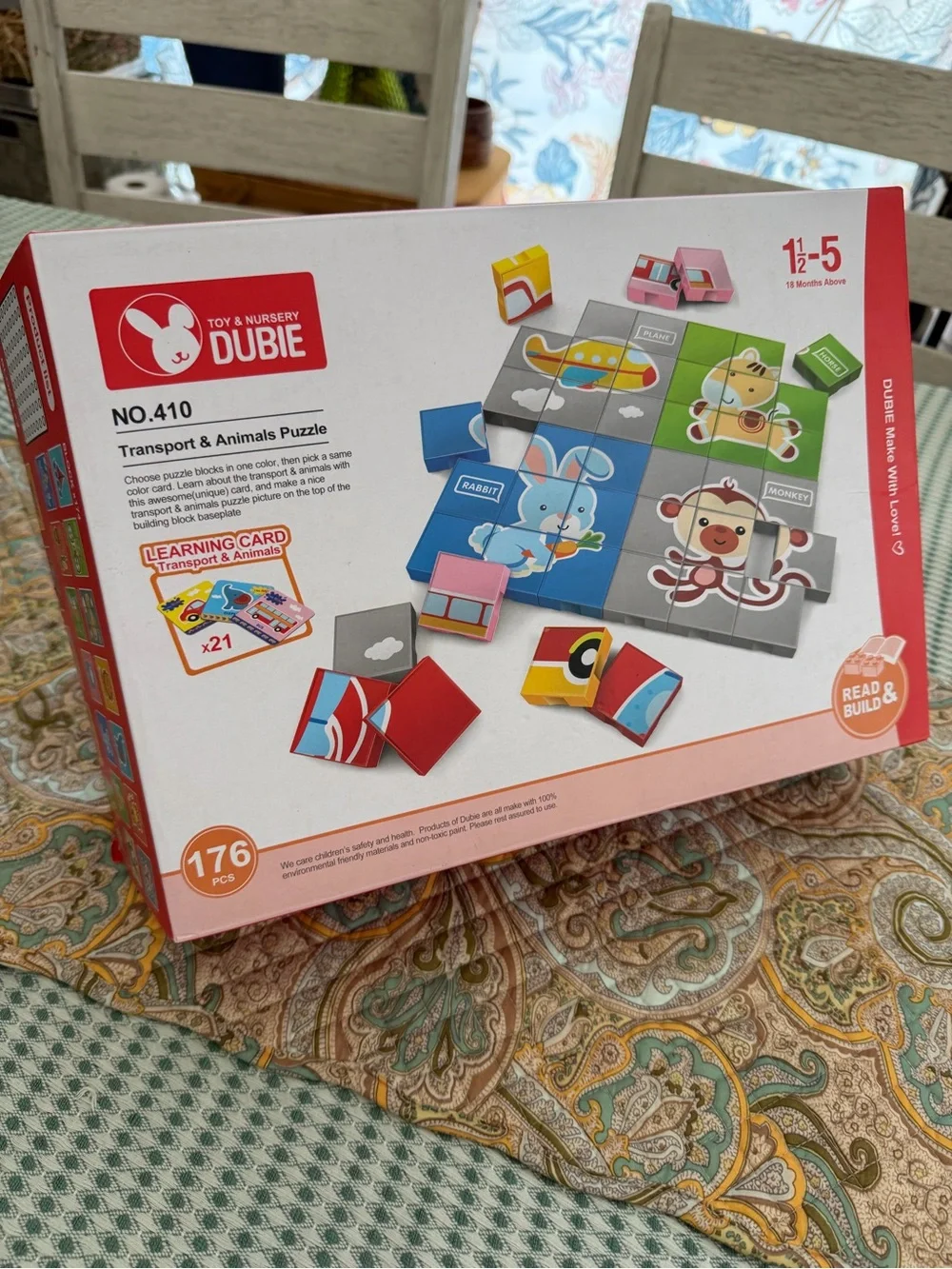 New Dubie Educational Puzzle Blocks Learning Cards Animals Transportation 176 Pc